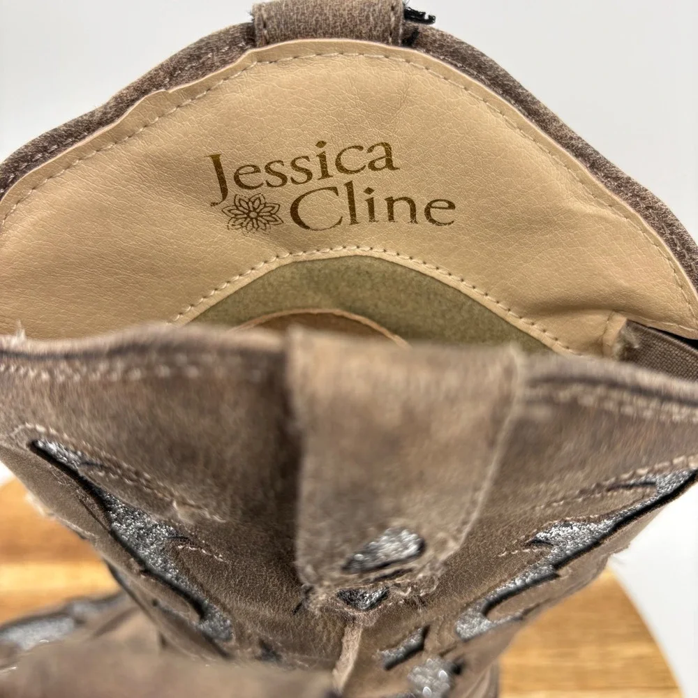 Jessica Cline Lansing Girls Brown Glitter‎ Western Cowboy Boots Size 5M